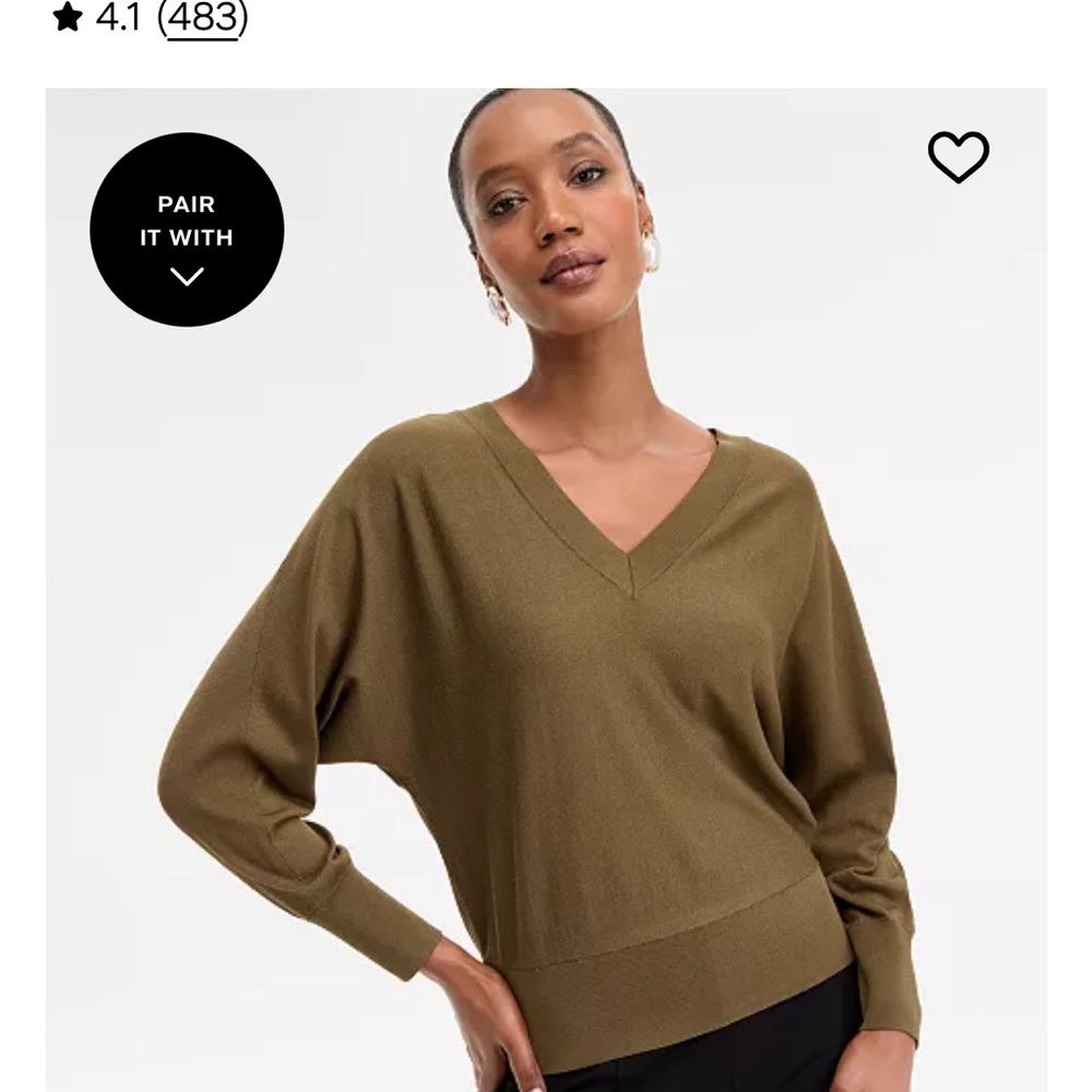 INC International Concepts Olive V-Neck Sweater